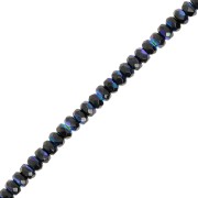 Perles rondelles facettées 4x2.5 mm - Jet AB x12.5cm|raw }}