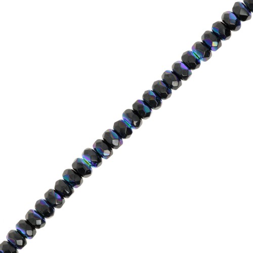 Perles rondelles facettées 4x2.5 mm - Jet AB x12.5cm