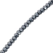Perles rondelles facettées 4x2.5 mm - Jet Hematite x12.5cm