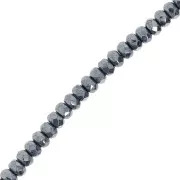 Perles rondelles facettées 4x2.5 mm - Jet Hematite x12.5cm