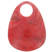 Pendentif goutte en acrylique 38x29 mm - Marbré Rouge x1