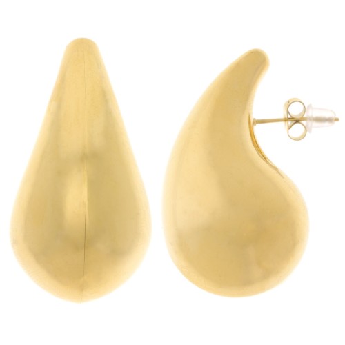 Boucles d'oreilles goutte bombée 39x21 mm - Acier inoxydable 304 Doré x2