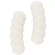 Perles tube incurvé torsadé 31x10mm en résine opaque - Ecru x4