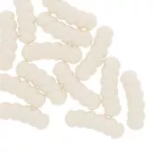 Perles tube incurvé torsadé résine opaque 31x10mm - Ecru x4