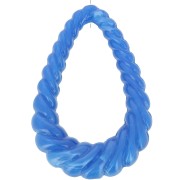 Pendentif goutte évidé torsadé 36x24.5 mm en résine opaque - Bleu royal marbré x1|raw }}