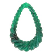Pendentif goutte évidé torsadé 36x24.5 mm en résine opaque - Vert foncé marbré x1|raw }}