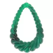 Pendentif goutte évidé torsadé 36x24.5 mm en résine opaque - Vert foncé marbré x1