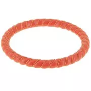 Bracelet jonc torsadé en résine opaque avec fil doré 64 mm - Terre cuite x1