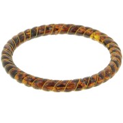 Bracelet jonc torsadé en résine translucide avec fil doré 64 mm - Ambre marbré x1|raw }}