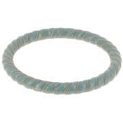 Bracelet jonc torsadé en résine opaque avec fil doré 64 mm - Céladon x1