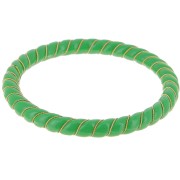 Bracelet jonc torsadé en résine opaque avec fil doré 64 mm - Vert sapin x1