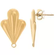 Clous d'oreilles feuille 20x13 mm avec anneau fermé - Acier inox 304L Doré x2