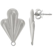 Clous d'oreilles feuille 20x13 mm avec anneau fermé - Acier inox 304L x2