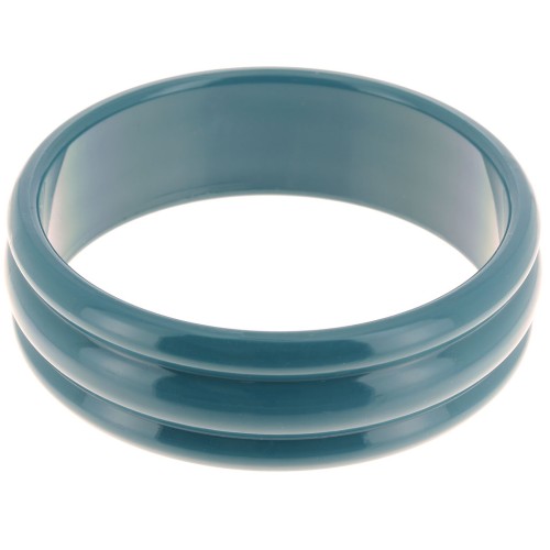 Bracelet jonc épais en résine opaque 66 mm - Bleu paon x1