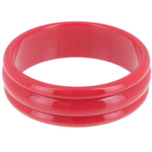 Bracelet jonc épais en résine opaque 66 mm - Rouge foncé x1