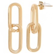 Boucles d'oreilles chaîne maille rectangle 33x9 mm - Acier inoxydable 304L Doré x2