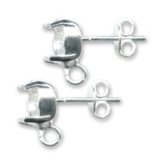 Clous d'oreilles porte-cabochon 1028/1088 8 mm argenté x2
