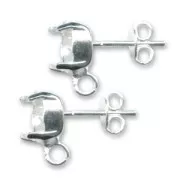 Clous d'oreilles porte-cabochon 1028/1088 8 mm argenté x2