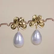 Perle poire en papier mâché effet métallisé 33x22 mm - Golden x1