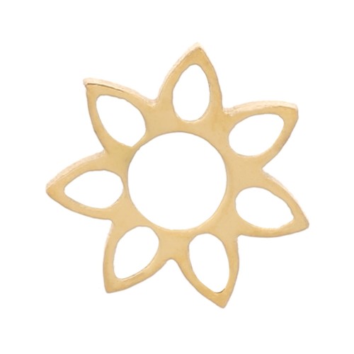 Éléments fleur évidée à coller 5 mm - Acier inoxydable 316L Doré x4