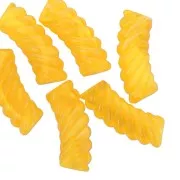 Perles tube incurvé torsadé acrylique transparent 35x12mm - Marbré jaune x6