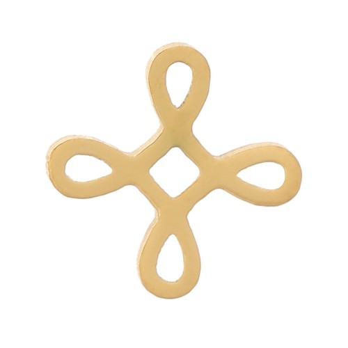 Éléments noeud chinois à coller 6 mm - Acier inoxydable 316L Doré x4