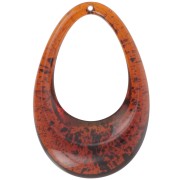 Pendentif goutte évidé en acrylique transparent 45x30 mm - Ambre tacheté x1|raw }}