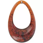 Pendentif goutte évidé en acrylique transparent 45x30 mm - Ambre tacheté x1