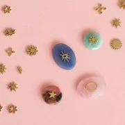 Éléments soleil avec coeur évidé à coller 7.5x5 mm - Acier inoxydable 316L Doré x4