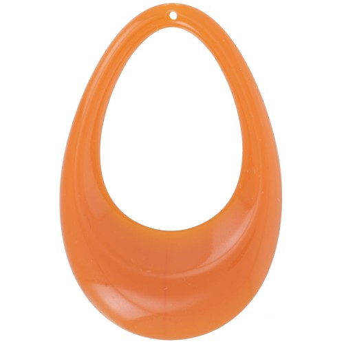 Pendentif goutte évidé en acrylique opaque 45x30 mm - Ambre x1