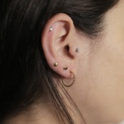 Créoles ouvertes fines 16 mm avec fil perlé - Acier inoxydable 304L Doré x2