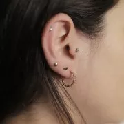 Créoles ouvertes fines 16 mm avec fil perlé - Acier inoxydable 304L Doré x2