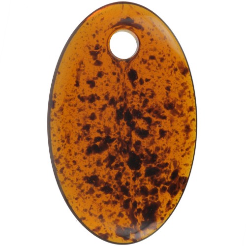 Pendentif ovale en acrylique transparent 32.5x20 mm - Ambre tacheté x1