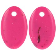 Pendentif ovale en acrylique opaque 32.5x20 mm - Fuchsia tacheté x1