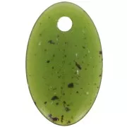 Pendentif ovale en acrylique translucide 32.5x20 mm - Olive granit x1