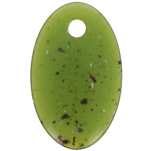 Pendentif ovale en acrylique translucide 32.5x20 mm - Olive granit x1