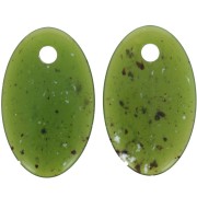 Pendentif ovale en acrylique translucide 32.5x20 mm - Olive granit x1