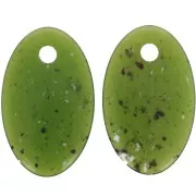 Pendentif ovale en acrylique translucide 32.5x20 mm - Olive granit x1