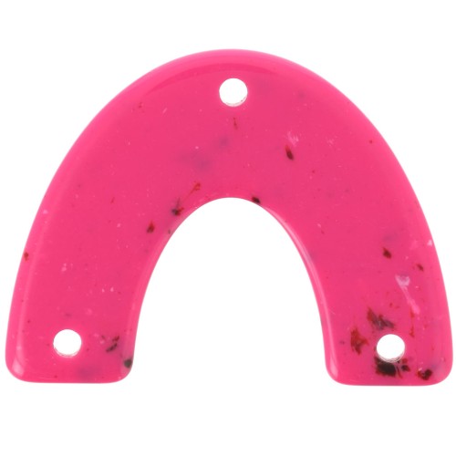 Intercalaire forme pont en acrylique 30x39.5 mm - Fuchsia tacheté x1