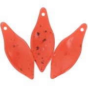 Pendentif feuille incurvé en acrylique 39.5x15 mm - Brique granit x1