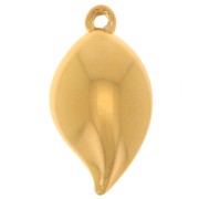 Pendentif intercalaire feuille bombé 20x11 mm - Acier inoxydable 304L Doré x2|raw }}
