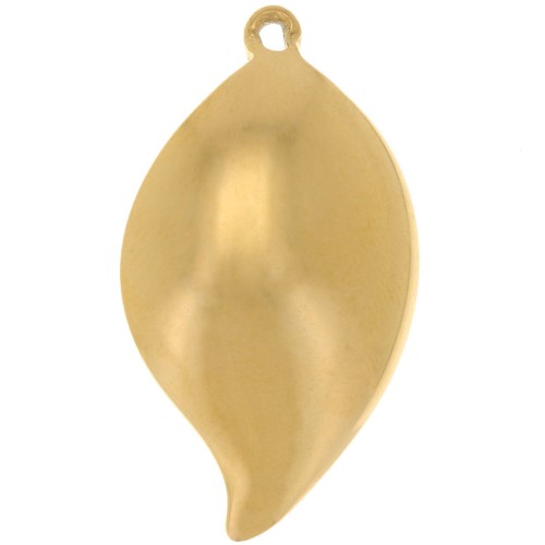Pendentifs feuille bombé 28x16 mm - Acier inoxydable 304L Doré x2