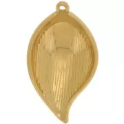 Pendentifs feuille bombé 28x16 mm - Acier inoxydable 304L Doré x2