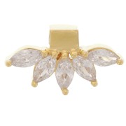 Pendentif pétale 7.5x14 mm avec oxydes de zirconium - Plaqué Or 3 microns x1|raw }}