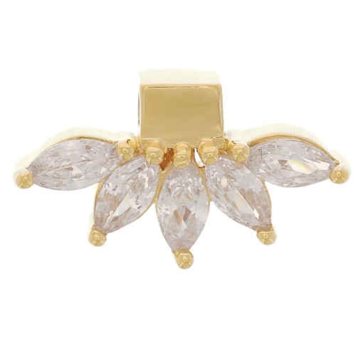 Pendentif pétale 7.5x14 mm avec oxydes de zirconium - Plaqué Or 3 microns x1