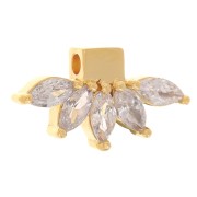 Pendentif pétale 7.5x14 mm avec oxydes de zirconium - Plaqué Or 3 microns x1