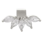 Pendentif pétale 7.5x14 mm avec oxydes de zirconium - Argent 925 - Crystal x1|raw }}