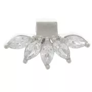 Pendentif pétale 7.5x14 mm avec oxydes de zirconium - Argent 925 - Crystal x1