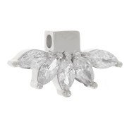 Pendentif pétale 7.5x14 mm avec oxydes de zirconium - Argent 925 - Crystal x1