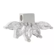 Pendentif pétale 7.5x14 mm avec oxydes de zirconium - Argent 925 - Crystal x1